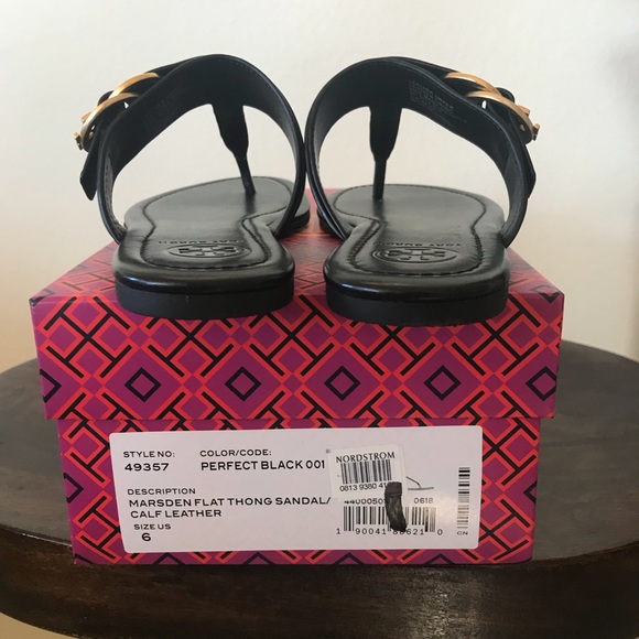 NWT TORY BURCH MARSDEN LEATHER FLAT THONG SANDALS - Picture 4 of 7